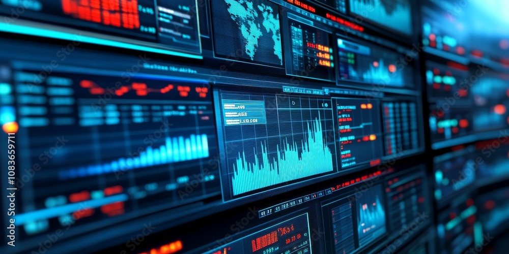 Wall mural business professionals use data analytics and dashboards to track financial reports and make investm