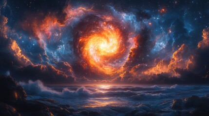 Galaxy painting with abstract swirls of color, capturing the beauty of the universe