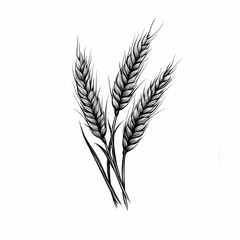 Vintage Engraving Style Sketch of Wheat Bread Ears