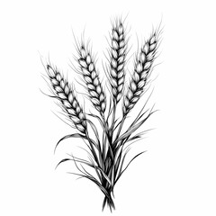 Vintage Engraved Wheat Bread Ears Cereal Crop Sketch