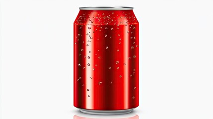 Bright Red Soda Can with Bubbles on a Light Background Showcasing Refreshing Beverage Ideal for Advertising, Promotions or Product Concepts Related to Soft Drinks and Enjoyment