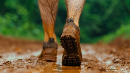 Muddy trail running shoes.