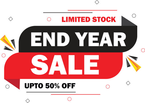Year End Sale on red background vector illustration. Holidays sale, limited stock