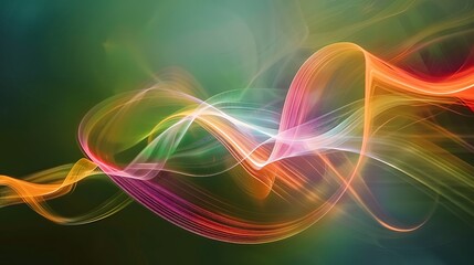 Abstract twisted light trail dynamic shape on green background