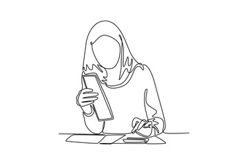 Obraz premium Financial concept. Single line draw design vector graphic illustration.