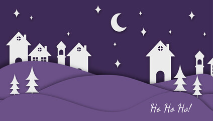 Fototapeta premium Colorful Christmas Papercut Card With Love Joy Message. Perfect for Holiday Greetings and Seasonal Decorations