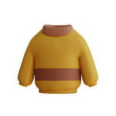 3D illustration of a cozy yellow sweater, perfect for autumn or winter.