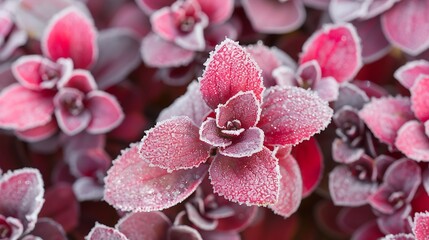 Obraz premium Close up of common cotoneaster pomes covered with frost crystals