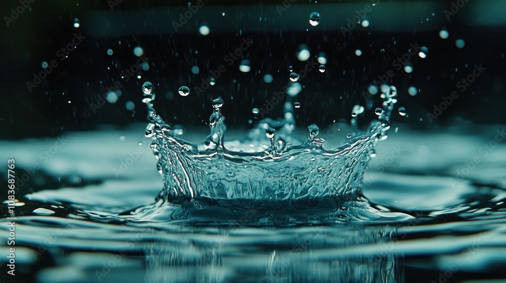 Aufkleber Water Drop Splashing and Creating a Crown-like Pattern