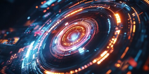Obraz premium Abstract Futuristic Interface with Glowing Circular Elements