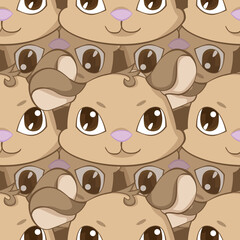Expressive Gerbil Cartoon Repeat Pattern Design