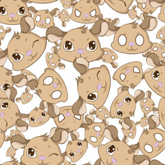 Expressive Gerbil Cartoon Repeat Pattern Design