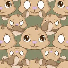 Expressive Gerbil Cartoon Repeat Pattern Design