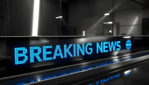 Breaking News digital ticker with copy space