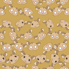 Expressive Gerbil Cartoon Repeat Pattern Design