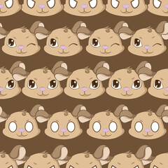 Expressive Gerbil Cartoon Repeat Pattern Design