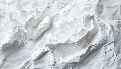 Fototapeta premium Crumpled white paper texture, creating a complex and layered visual style