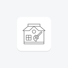 Obraz premium house clean thinline icon , vector, pixel perfect, illustrator file