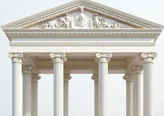 Obraz premium White marble columns with intricate carvings and a pediment