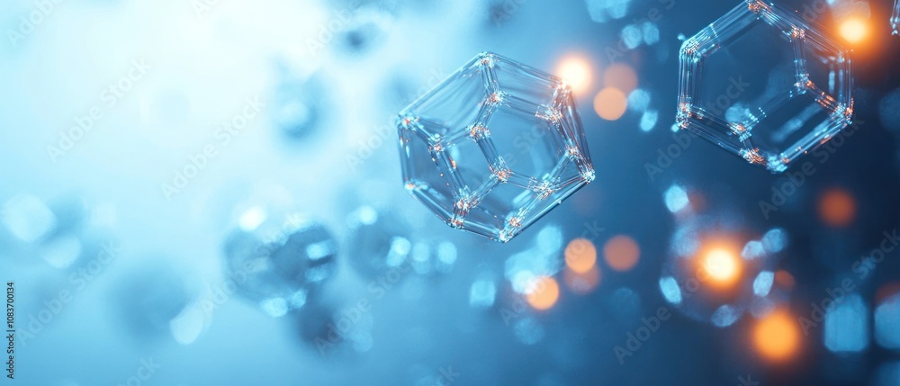 Poster abstract glass cube structures with blurred lights