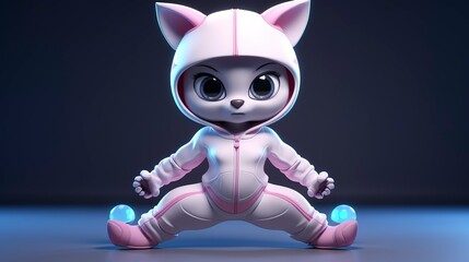 A photo of a 3D character doing a core workout