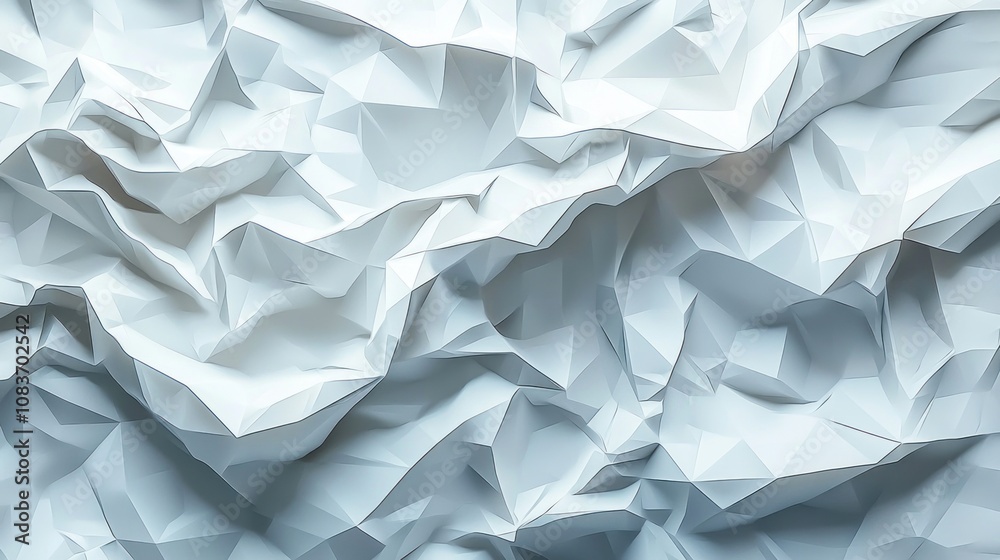 Poster abstract white geometric pattern of crumpled paper