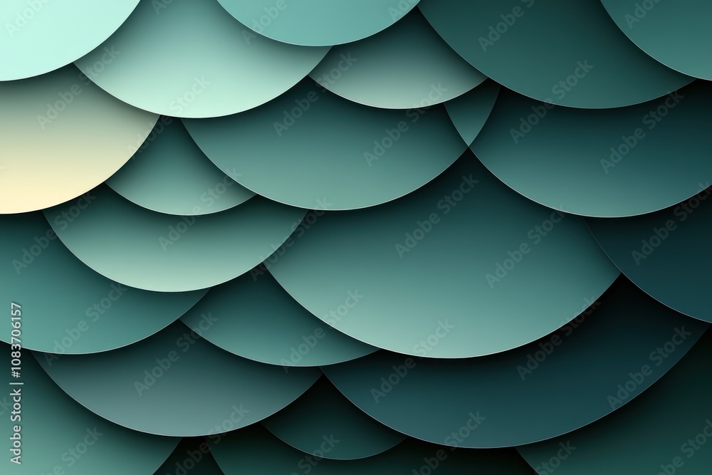 Poster Abstract Pattern of Overlapping Teal and Green Circles