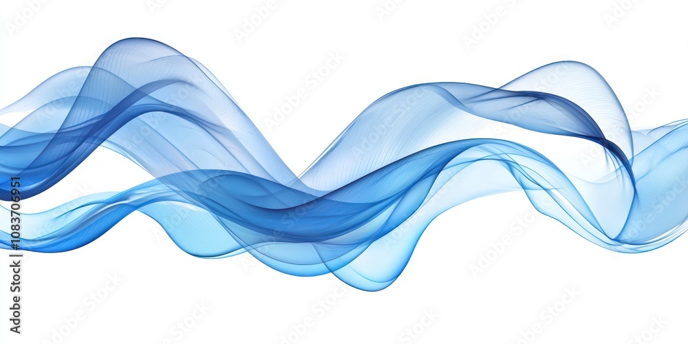 Poster abstract blue wave pattern on white background