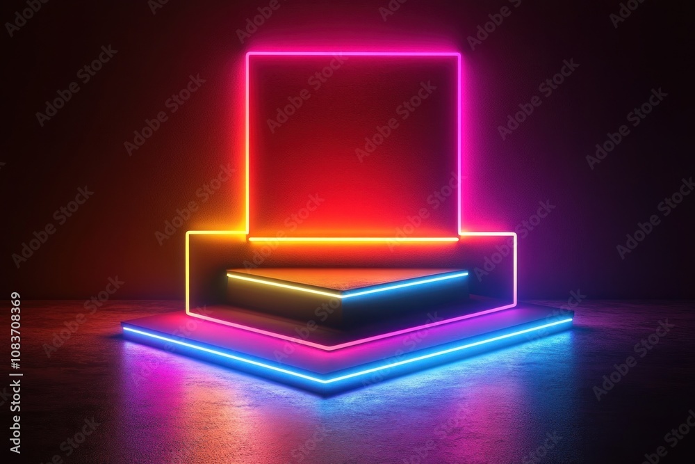 Aufkleber Neon Light Display with Illuminated Platform