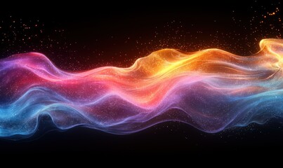 Fototapeta premium Abstract Colorful Glowing Wave with Sparkles
