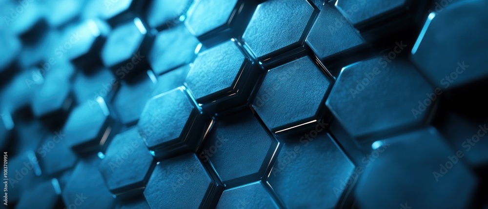 Poster abstract pattern of blue hexagon shapes