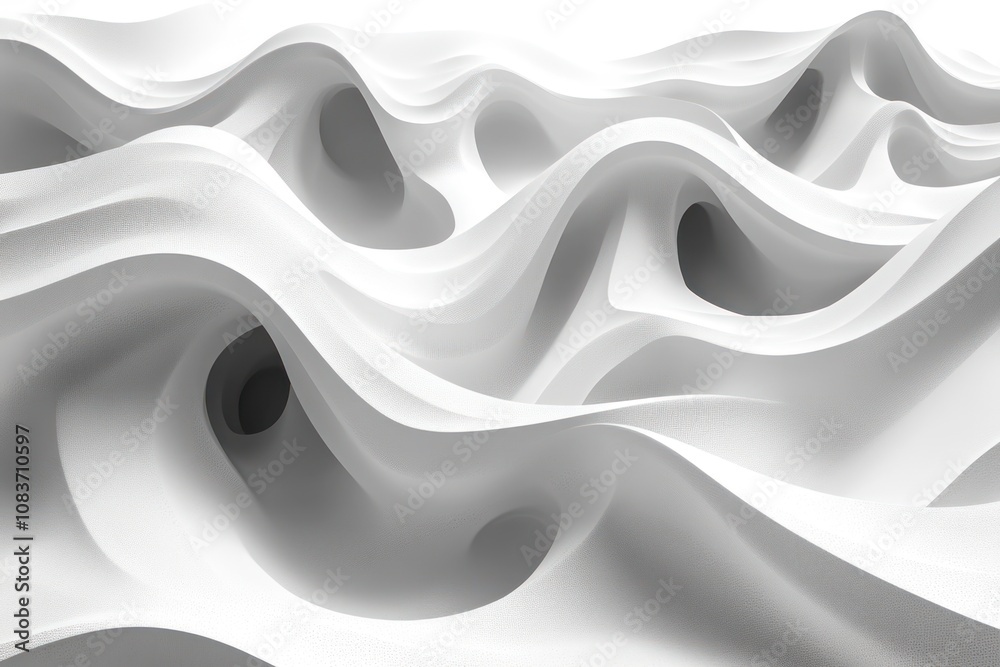 Poster abstract white curved surface with circular openings