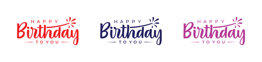 Happy Birthday Vector Logo Design, Handwritten red, pink, black color Happy Birthday logo design, Happy Birthday Logo