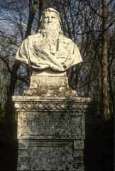 Obraz premium statue Leonard de Vinci, Chateau, Amboise, 37, Indre et Loire, région Centre Val de Loire, France