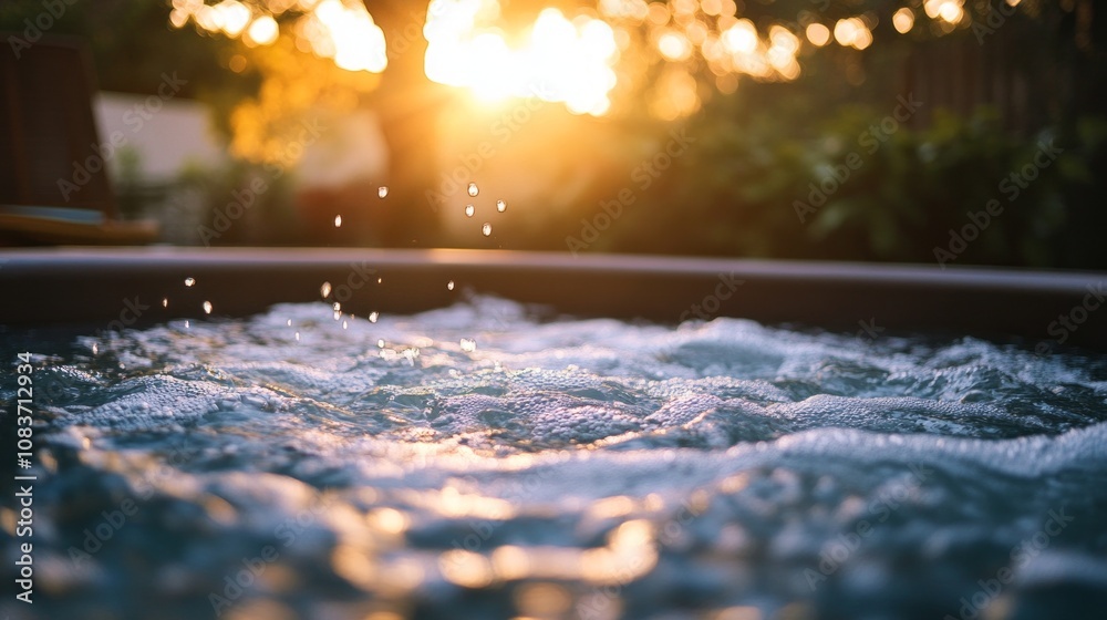Poster a pool of water with a sun shining on it