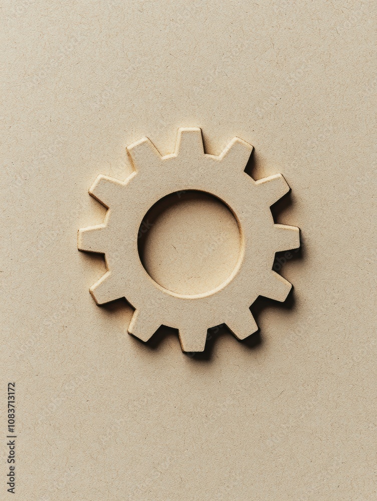 Fototapete the gear symbol sits centrally on a neutral background, showcasing its clean lines and simple design