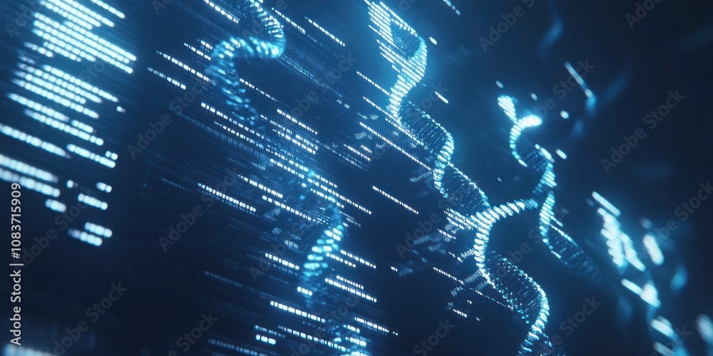 Poster abstract digital pattern with glowing blue light