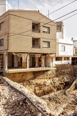 Three-storey single-family home half-destroyed by the flood in the Poyo ravine caused by the intense rains of the Dana over the Valencian community