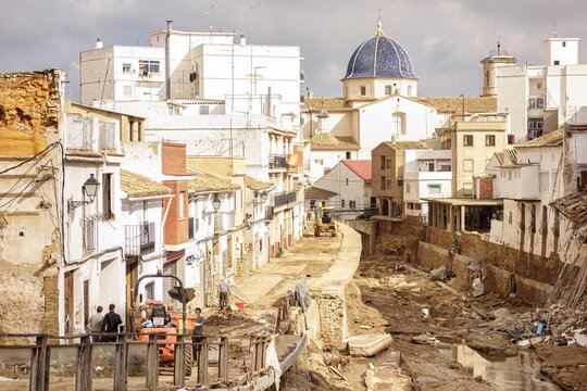 View of Chiva and La Rambla with the destruction left by the great flood caused by the intense rains of the Dana over the Valencian community