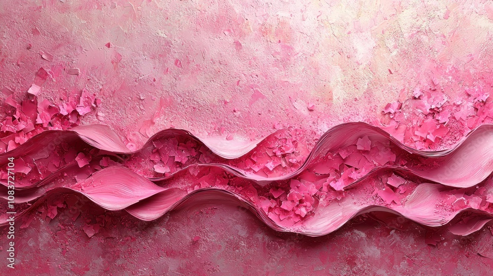 Poster abstract pink wave pattern with crumbling texture