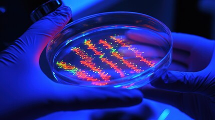 Microscope displaying intricate genetic modification process, symbolizing advanced scientific research and potential for biotechnology breakthroughs.