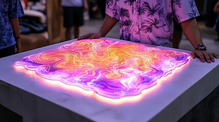 Obraz premium Artistic light display exhibition artwork indoor close-up modern design