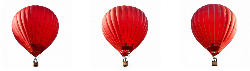 Fototapeta premium Three red hot air balloons against a white background.