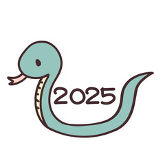 Fototapeta premium かわいいヘビと2025のワンポイントイラスト