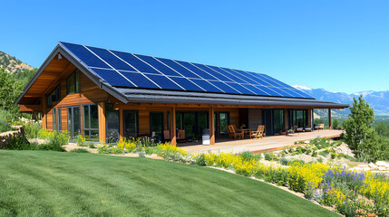 Obraz premium A solar-powered home heating system that uses solar energy to heat water for residential use, providing an energy-efficient and eco-friendly heating solution.
