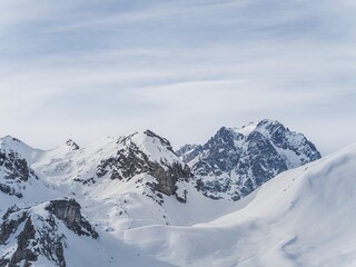 Fototapeta premium Snowy Mountains in Serre Chevalier Ski Resort