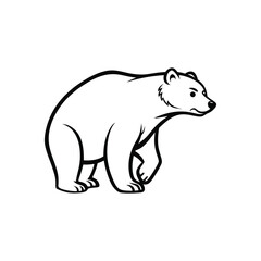 Obraz premium Polar bear outline Vector illustration in black and white