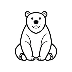 Fototapeta premium Charming Polar Bear Vector – Cute Outline Clipart Design