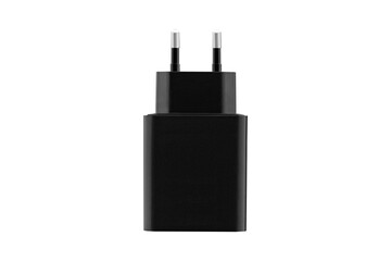 power adapter, charging adapter with USB and Type-C connector on isolated and white background,...