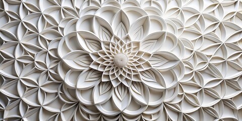 Abstract White Paper Flower Pattern, Geometric Design, Art , paper art, 3d art